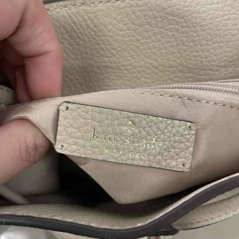 NWT Kate Spade Leila Leather Flap Backpack Faux Shearling in Light Sand - Picture 8 of 9